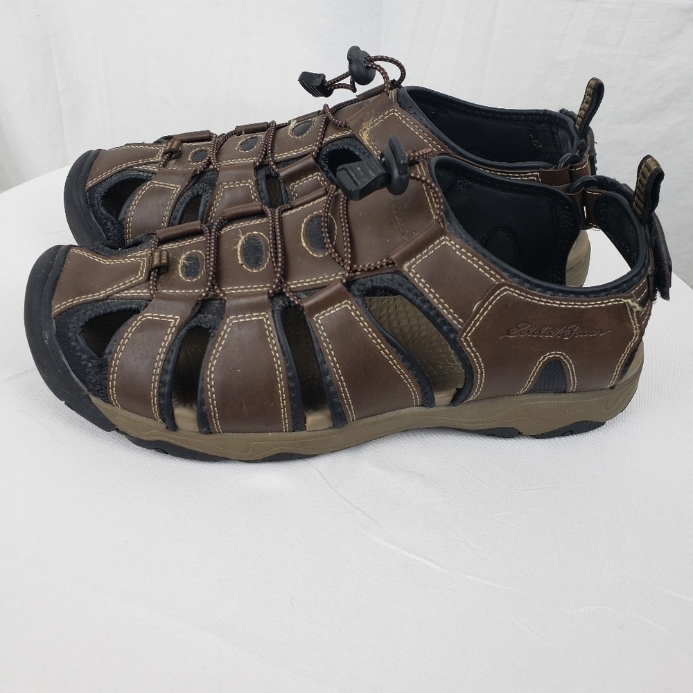 Eddie Bauer Brown and Black Faux Leather Strappy Sandals Sz 11 - Picture 2 of 8